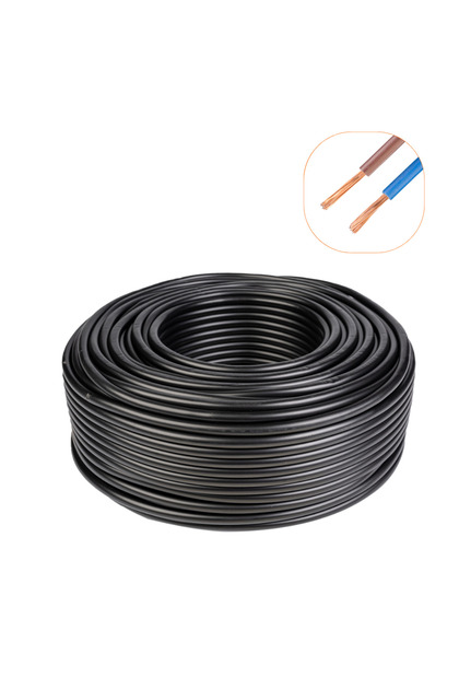 Cablu electric 2x1.5 mm², 100 m, negru, izolatie PVC, flexibil, multifilar