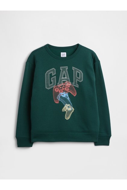 Erkek Çocuk Koyu Yeşil Relaxed Logo Sweatshirt