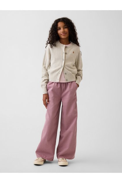 Kız Çocuk Pembe Easy Wide-Leg Utility Pantolon