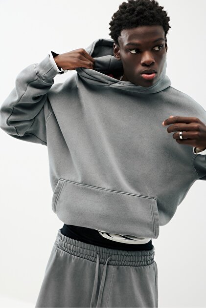 Boxy kapüşonlu sweatshirt