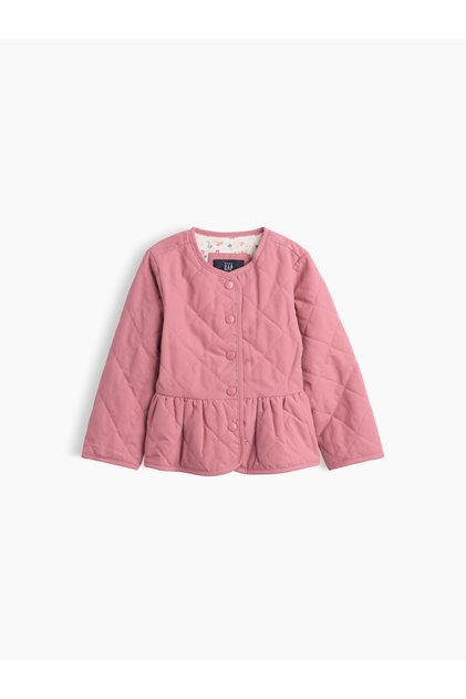 Kız Bebek Pembe Quilted Peplum Ceket