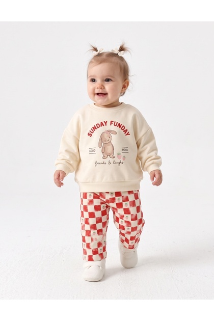 Compleu cu bluza si pantaloni Strawberry, rosu