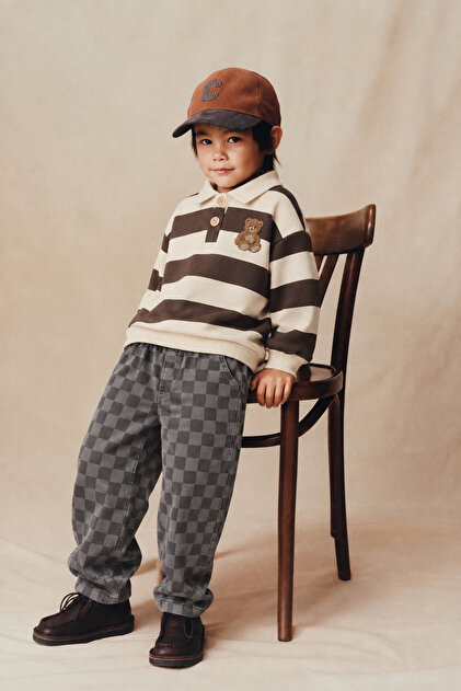 Erkek Çocuk %100 Pamuk Oversize 2'li Takım Polo Yaka Sweat Denim Pantolon