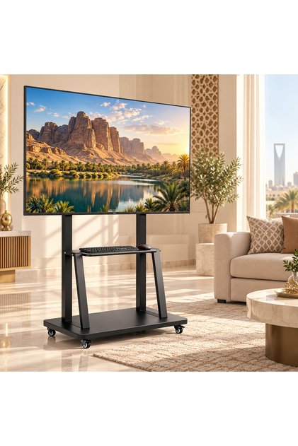 Mobile TV Stand for 32–75 Inch TVs, Rolling Floor TV Cart with AV Shelf and Locking Wheels