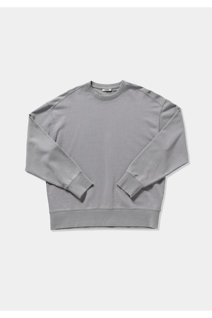 Oversize Fit Round Neck Plain Men's Gray Sweatshirt