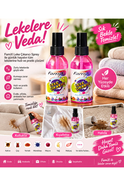 Leke Çıkarıcı Sprey Koltukta • Kıyafette • Halıda Pratik Temizlik