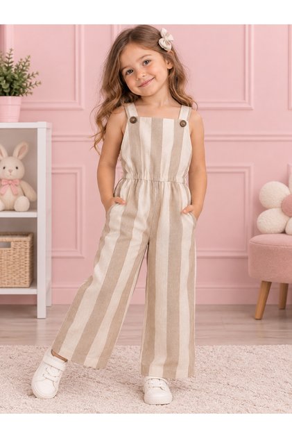 Pocket Detailed Striped Jumpsuit