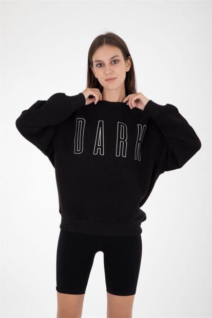 HALLER Dark Nakışlı Siyah Sweatshirt - 1