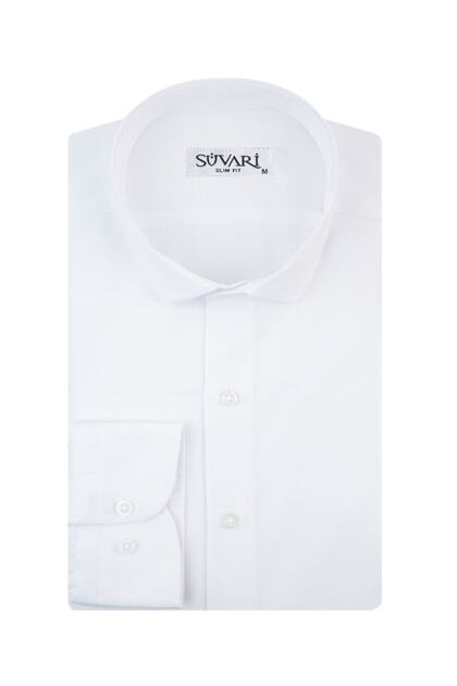 Slim Fit Filafil Beyaz Erkek Gömlek