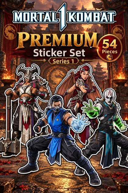Mortal Kombat 1 Premium Sticker Set 54 Pieces Series-1 | Game Sticker Pack