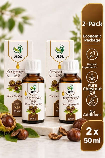 100% Natural Pure Horse Chestnut Oil 50 ml – Anti-Varist, Leg Fatigue & Cellulite Firming Massage Oil, Economical Pack of 2