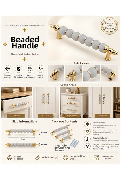 Polymer Modern Luxury Furniture Cabinet Drawer Handles 160 Mm Gold
