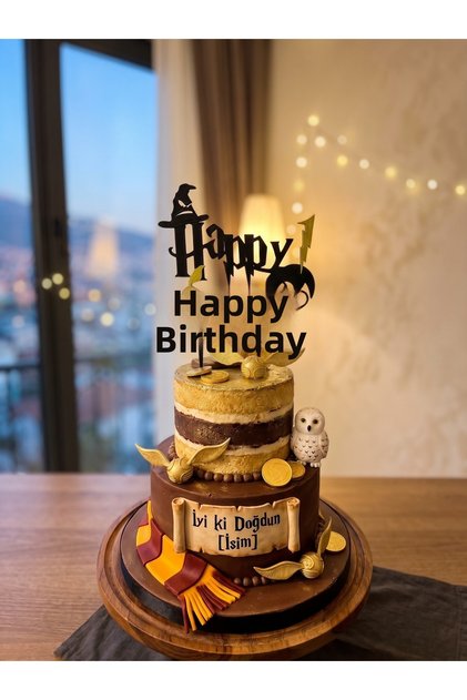 Harry Potter Themed Birthday Cake Decoration - Happy Birthday Cake Topper - 3D Party and Cake Decoration