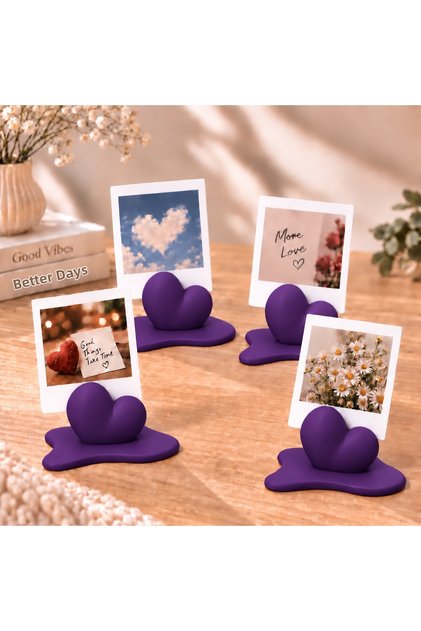 Set of 4 Heart Photo Holders – Desktop Polaroid Photo Stand Decorative Gift
