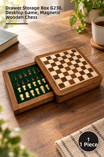 1 Piece Magnetic Wooden Chess Set – G230 with Drawer Storage Box, Tabletop Game, Magnetic Wooden Chess