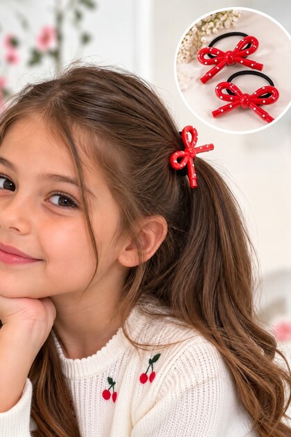 Spotted Bow 2-Piece Elastic Buckle School Buckle Tie Buckle