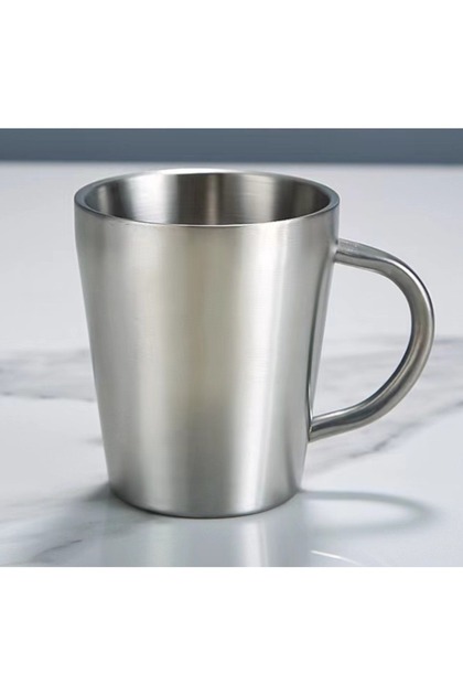 301-400ml 1 pcs Silver 300ml Mug 304 Stainless Steel Double Layer Mug Coffee Cup Creative Water Cup