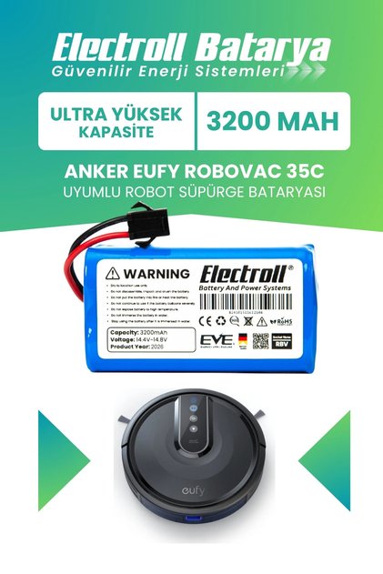 Eufy Robovac 35c Uyumlu Batarya (ULTRA YÜKSEK KAPASİTE) 3200mah Pil Robot Süpürge Batarya Değişimi