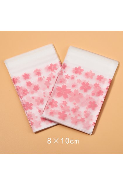 8x10cm 100pcs Plastic Packing Bags Flower Self-Adhesive Bags OPP Pouches for Jewelry Gifts Biscuits