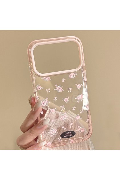iPhone 16 Pink Gentle Beautiful Pink Rose Flowers Transparent Magnetic Wireless Charging Phone Cover
