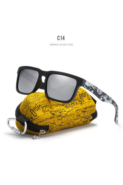 Skull Zipper Case PRO-C14 KDEAM Eye-catching Function Polarized Sunglasses For Men Matte Black Frame