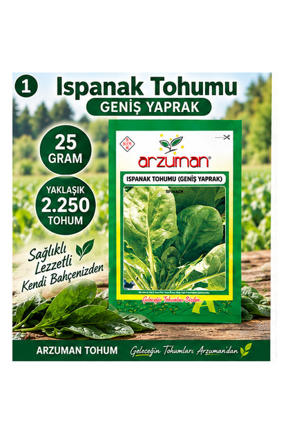 Sebze Geniş Yaprak Ispanak Tohumu 25 Gr