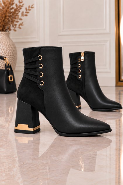 Women's Thick Heeled Boots with Lace-Up and Zipper, Daily Stylish Boots
