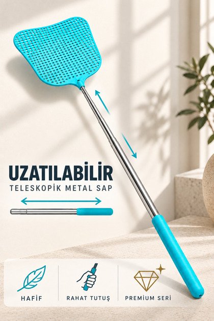 Premium Uzatılabilir Teleskopik Saplı Sinek Öldürücü Raket – Ev, Bahçe, Kamp
