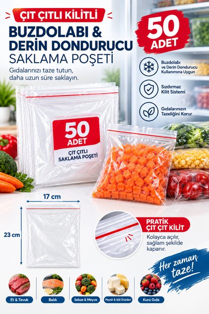 Ziplock Protective Refrigerator Bag Nylon Bag 17x23cm 50 Pieces 1 Pack