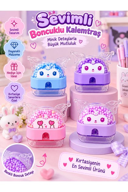 Kuromi Tasarımlı Bocuklu Hazneli Kalemtıraş - 1 Adet