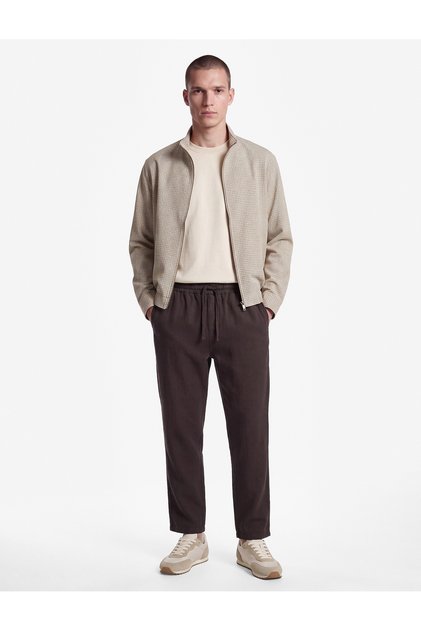 Cotton Pocketed Regular Fit Trousers with Drawstring Waist