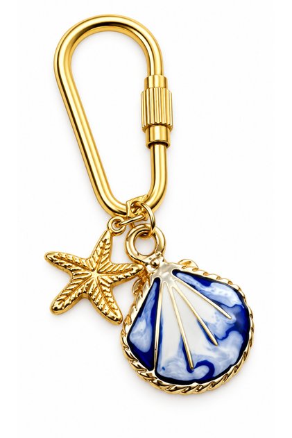 Charm Anahtarlık Mineli İstiridye ve Deniz Yıldızı Çanta Charm Charm Anahtarlık