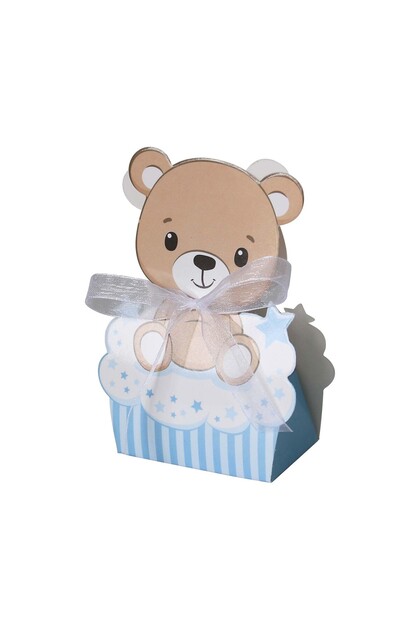 6.1x4x3cm Blue 12PCS Pink Blue Bear Favor Boxes Kid's Birthday Party Gift Boxes Animal Baby Shower P