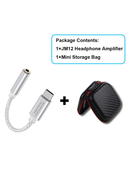 JM12 and Mini Bag JCALLY JM12 Digital Audio Adapter Type-C to 3.5mm Converter HIFI Sound DAC Chip He