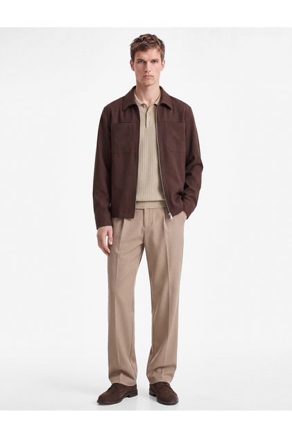 Regular Fit Pocketed Viscose Blended Pleated Fabric Trousers
