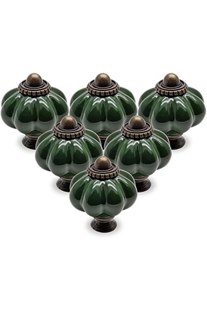 35 38mm Dark Green 3/6/12PCS Polished Metal & Dark Green Ceramic Knobs Set - Secure Cabinet and Dres