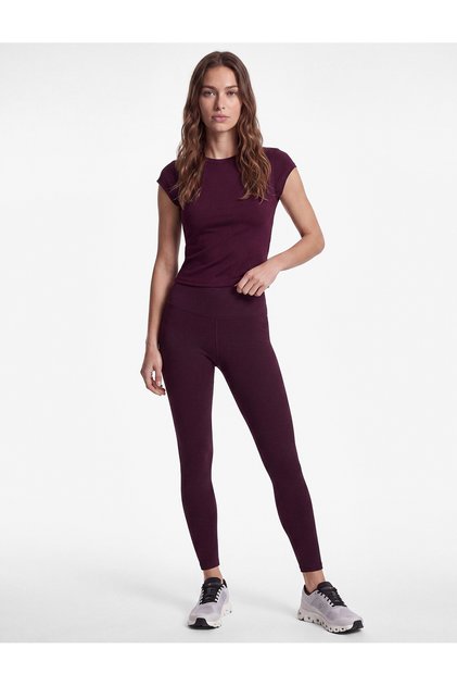 Plum Color Sports T-Shirt Comfortable Fit Short Sleeve Crew Neck