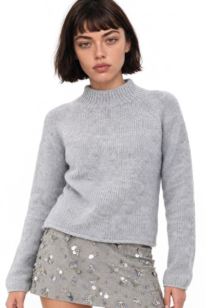 Mixray Women's Short Textured Knit Sweater