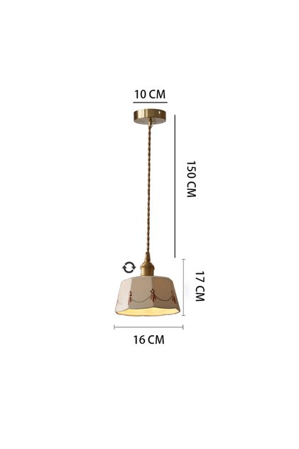A Japanese Retro Brass-Glazed Printed Ceramic Chandelier Simple Bedroom Bedside Restaurant Bar Entra