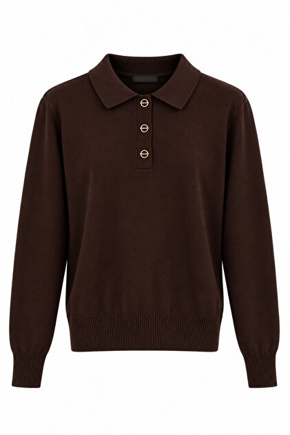 Polo Collar Knitwear with Metal Accessories