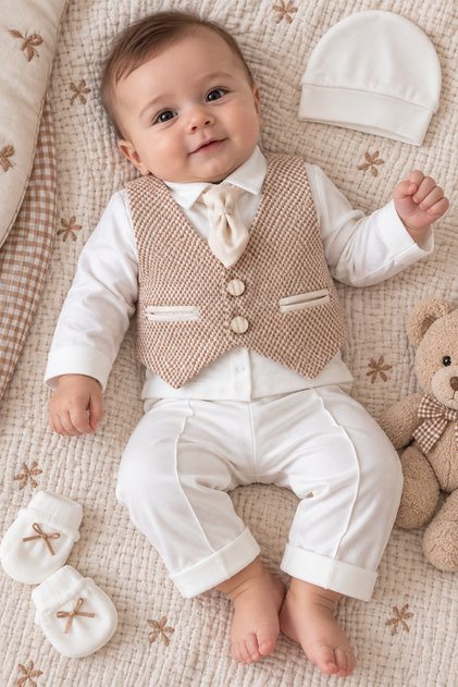 Baby Boy Newborn Mevlüt Set with Vest and Tie