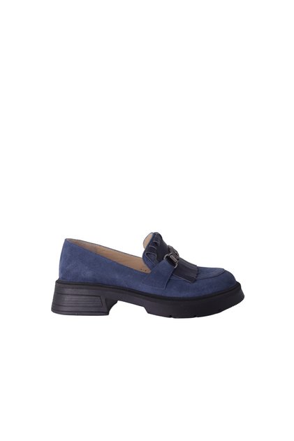 257003 Genuine Leather Loafer Women's Shoes with Buckle Ruffles