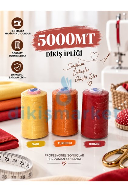 OLTALI 120no dikiş ipi makina ipi kopmaz 5000mt 3 adet ip