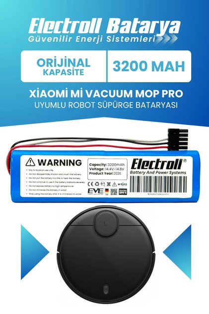 Xiaomi Mi Vacuum Mop Pro Stytj02ym Uyumlu Batarya (Orijinal Kapasite) 3200mah Robot Süpürge Bataryası