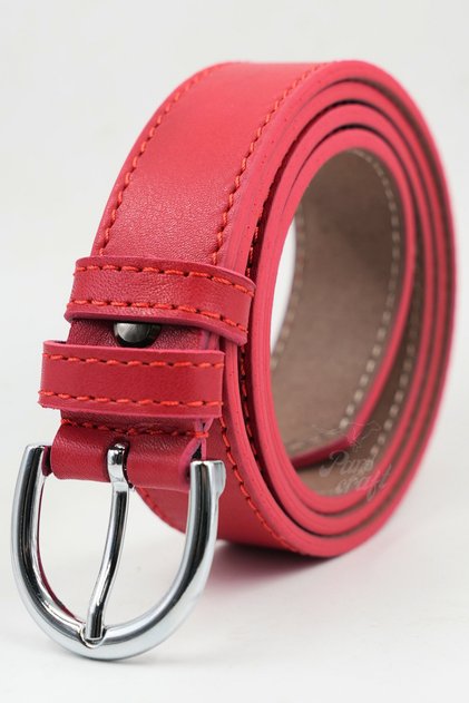 100% Genuine Leather 3 cm Women's Belt Red