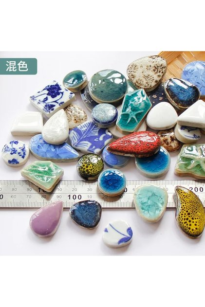 1 100g Oval Ceramic Mosaic Tiles Multi Color Mosaic Piece DIY Mosaic Making Stones for Craft Hobby A