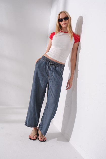 Normal Bel Bilek Boy Denim Pamuk Lyocell kadın Kot Jean Pantolon @Balica2