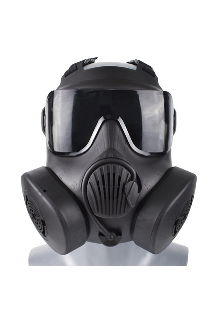 Black-Black Lens Protective Tactical Respirator Mask Full Face Gas Mask for Shooting Hunting Riding