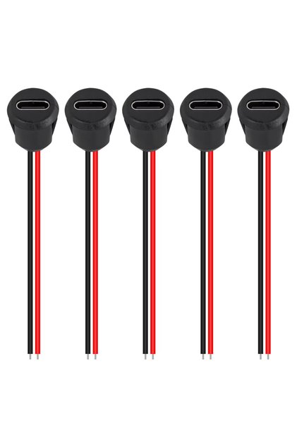 5PCS 5PCS Type-C Female 2 Pin Type-C Female Socket Connector Waterproof Jack Female Charging Port 3A