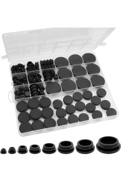 125pcs 125Pcs Black Silicone Rubber Plug Assortment Kit Various Size Hole Caps for Car Wiring Furnit